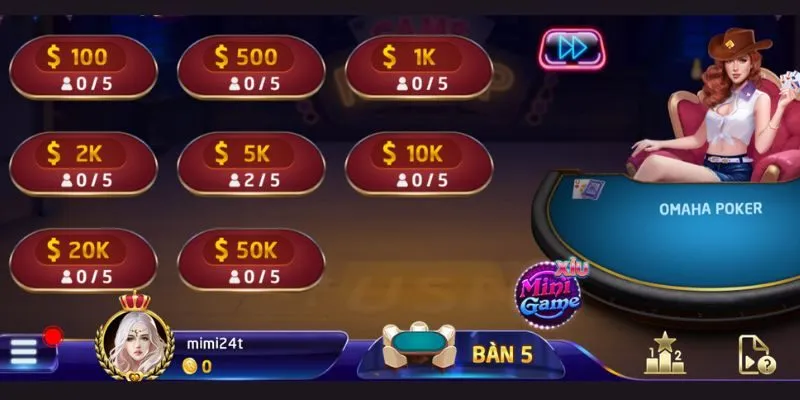 Nhiều bàn cược để lựa chọn tại Poker Omaha