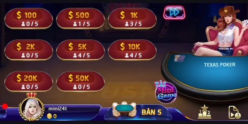Đa dạng các mức cược để người chơi lựa chọn khi chơi Poker Texas
