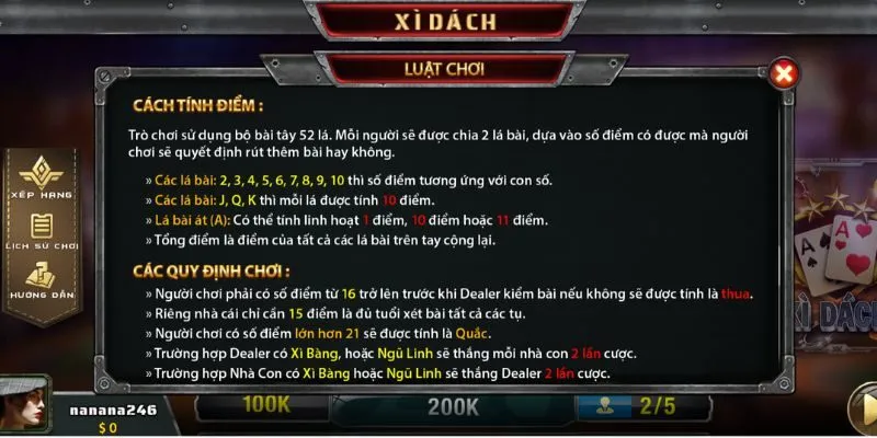Cách tính điểm và tỷ lệ trả thưởng Xì Dách xanh chín, minh bạch