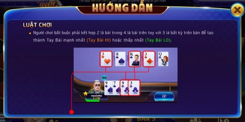 Hướng dẫn chơi game bài Poker Ohama