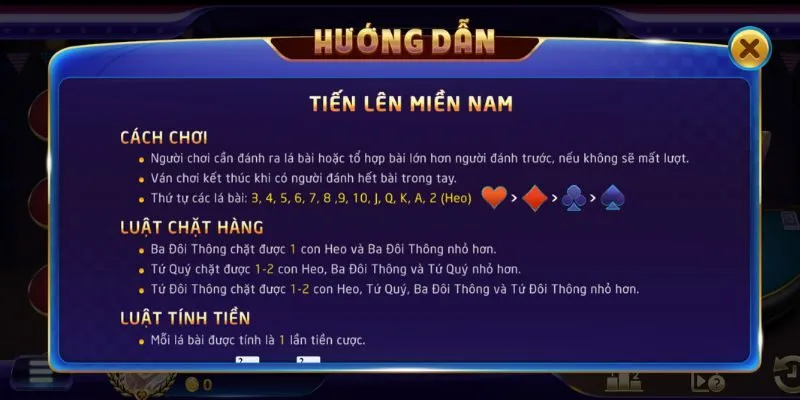 Hướng dẫn chơi tiến lên miền Nam chi tiết 