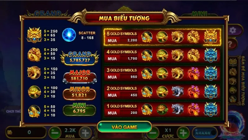 Hệ thống biểu tượng đa dạng giúp tạo nhiều cơ hội trúng thưởng